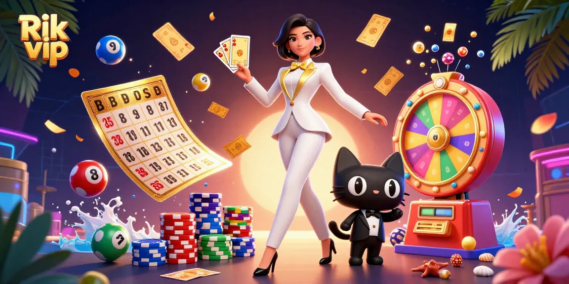 Experience exciting games at Rik vip with a glamorous dealer and vibrant lottery action in a dynamic casino scene.