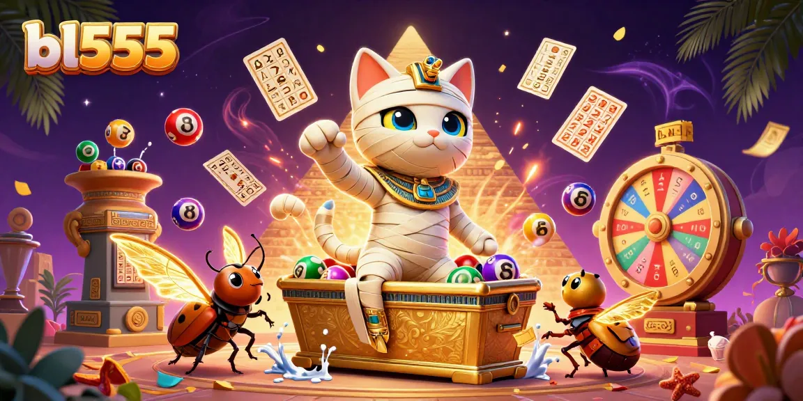 Win exciting prizes at bl555 with a vibrant 3D illustration bursting with casino energy and games.