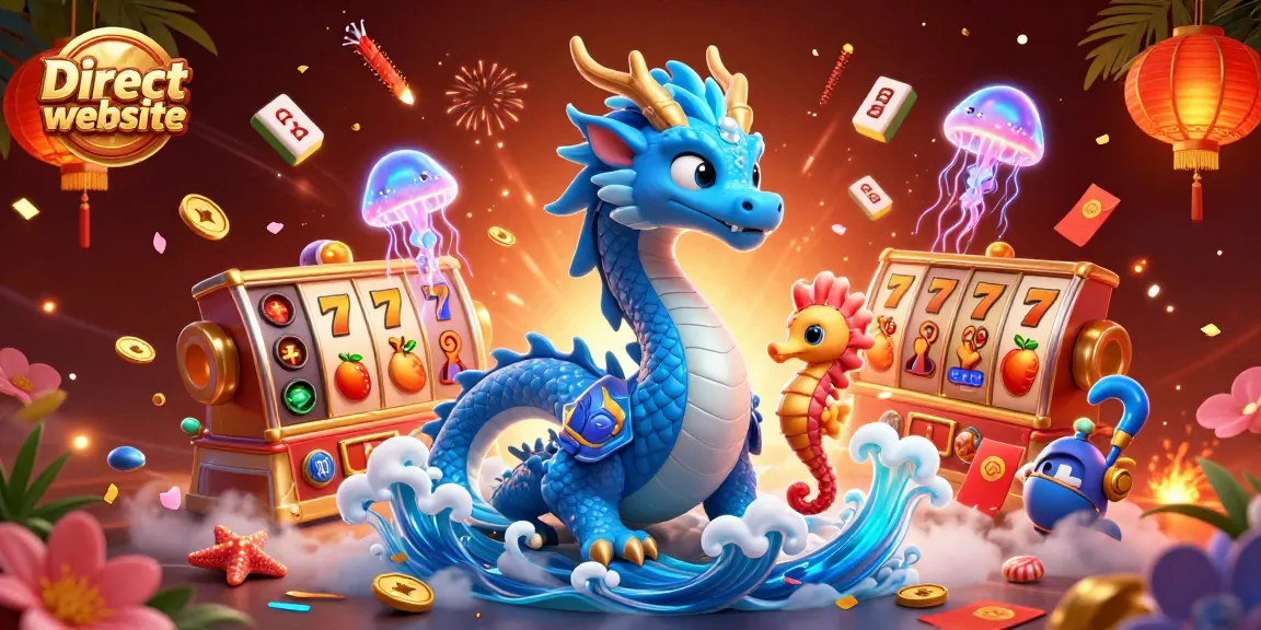 Experience the excitement of the Direct website with neon jellyfish and a water dragon in thrilling slot action.