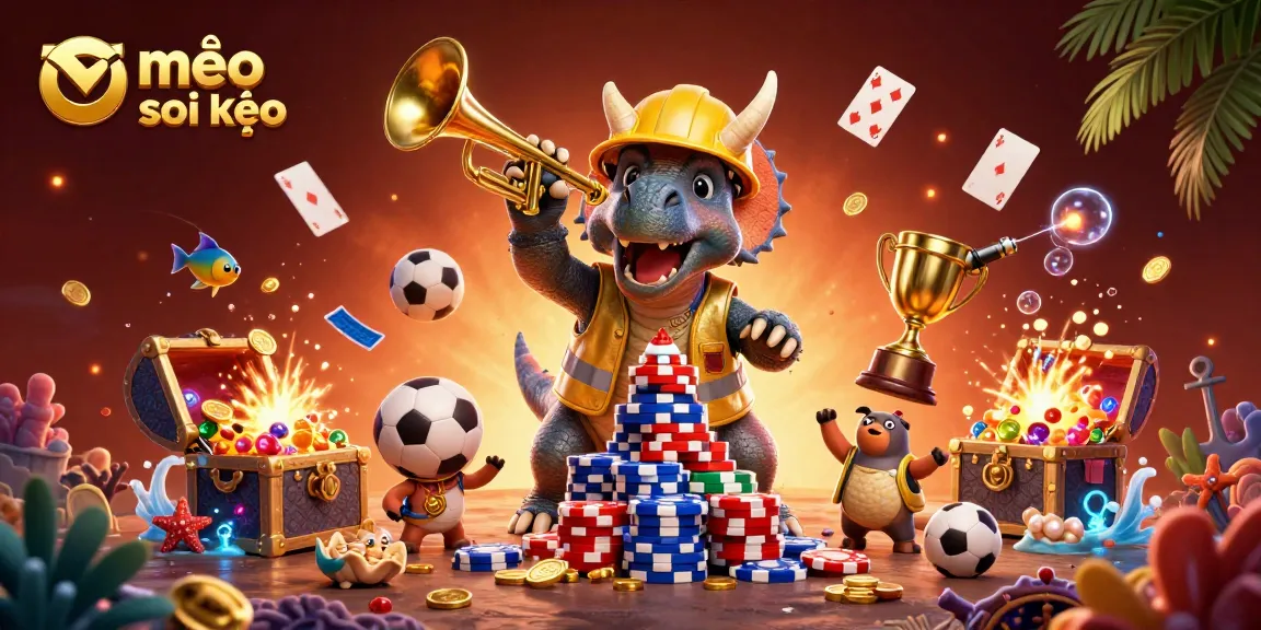 Engage with our vibrant mẹo soi kèo scene featuring a cheerful triceratops and exciting gambling elements!
