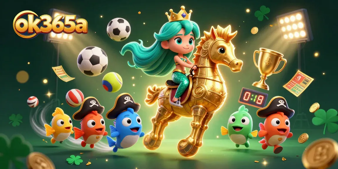 Experience ok365a with a vibrant 3D illustration showcasing a fun gambling scene filled with interactive elements.