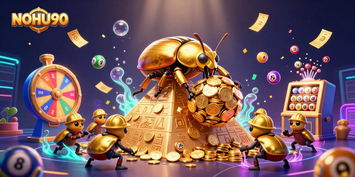 Experience exciting gameplay with NOHU90, featuring vibrant casino elements and gold coins galore.