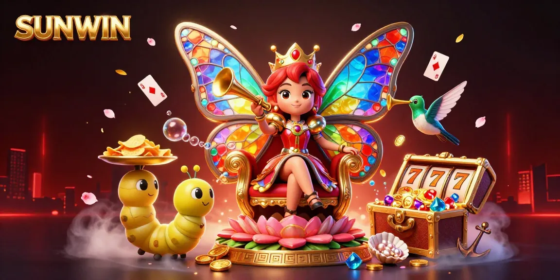 SUNWIN offers thrilling slots action featuring a vibrant butterfly queen and dazzling treasures.